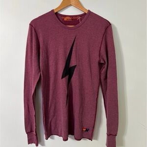 Aviator Nation Long Sleeve Tee with Bold Lightning Bolt